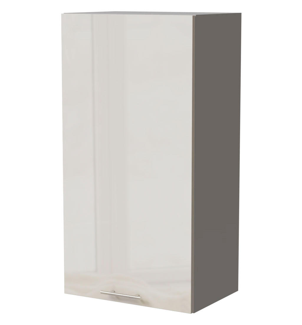 HÄNGESCHRANK Brerra W4/50 Grau / RAL 9001 creme Hochglanz 50 / 32,5 / 96cm - Creme/Grau, Holz/Holzwerkstoff (50/96/32.5cm) - Feldmann-Wohnen