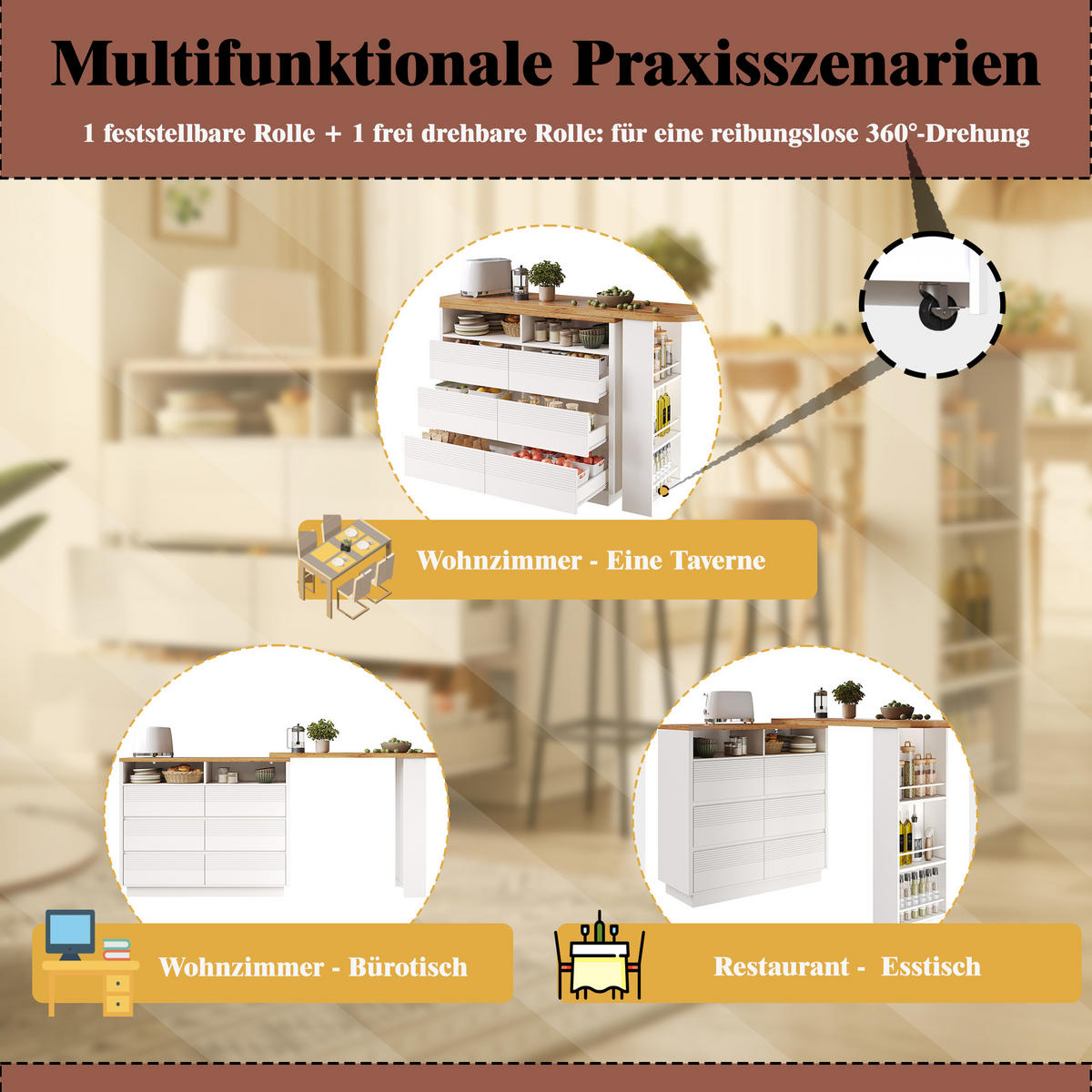 BARTISCH Ausziehbar 137-215x39x102cm 6 Schubladen Stauraum - Weiß, Holzwerkstoff (39/137/102.3cm) - FLIEKS