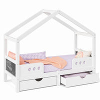 HAUSBETT 90/200 mit Schubladen und Tafel in Weiß - Weiß, Holzwerkstoff (90/200cm) - EVRYAE