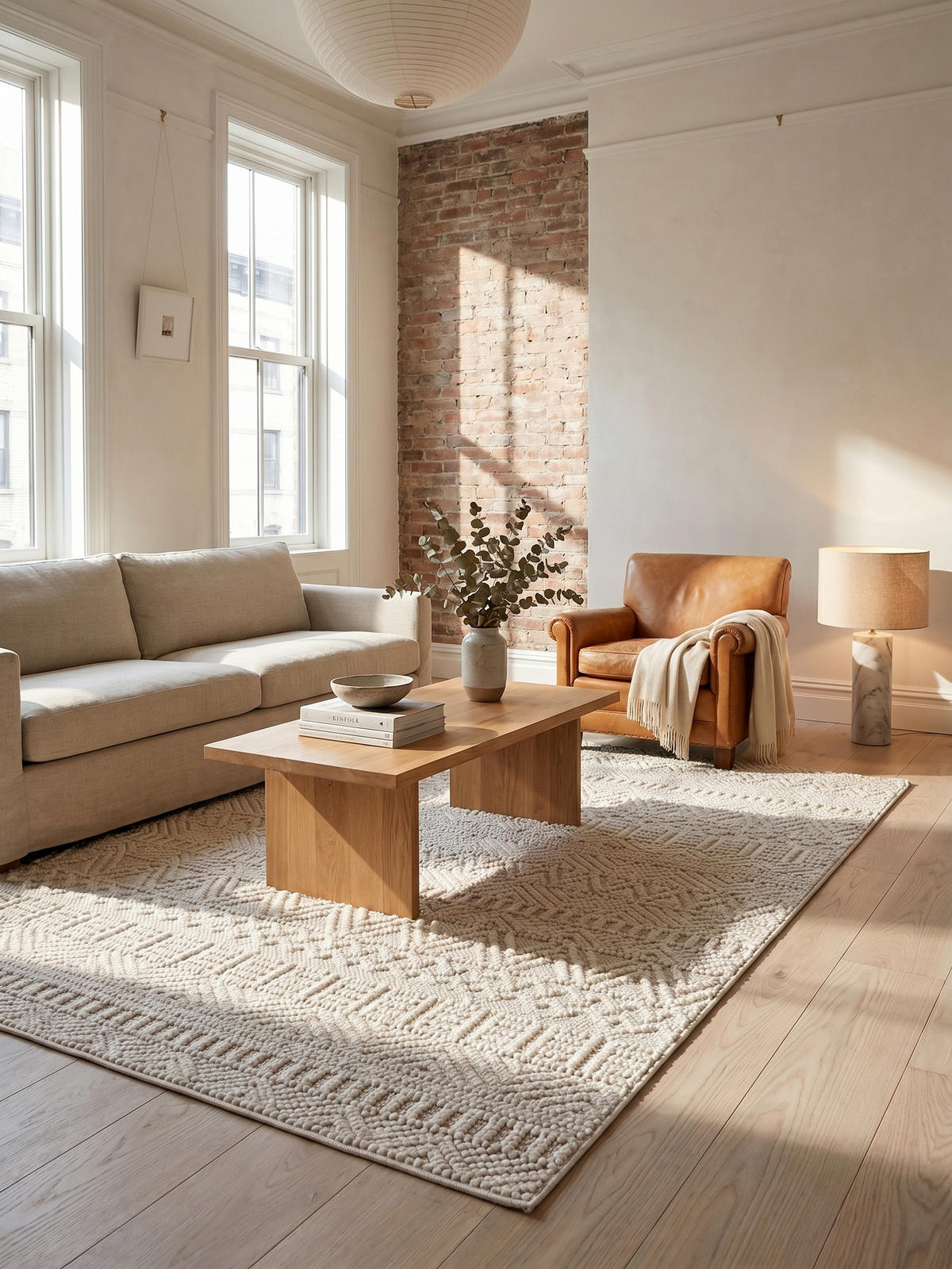 TEPPICH Flachgewebe LANGAU in Creme, mit Ethno-Streifen, 120 x 170 cm - Creme, Textil (120/170cm) - KADIMA DESIGN