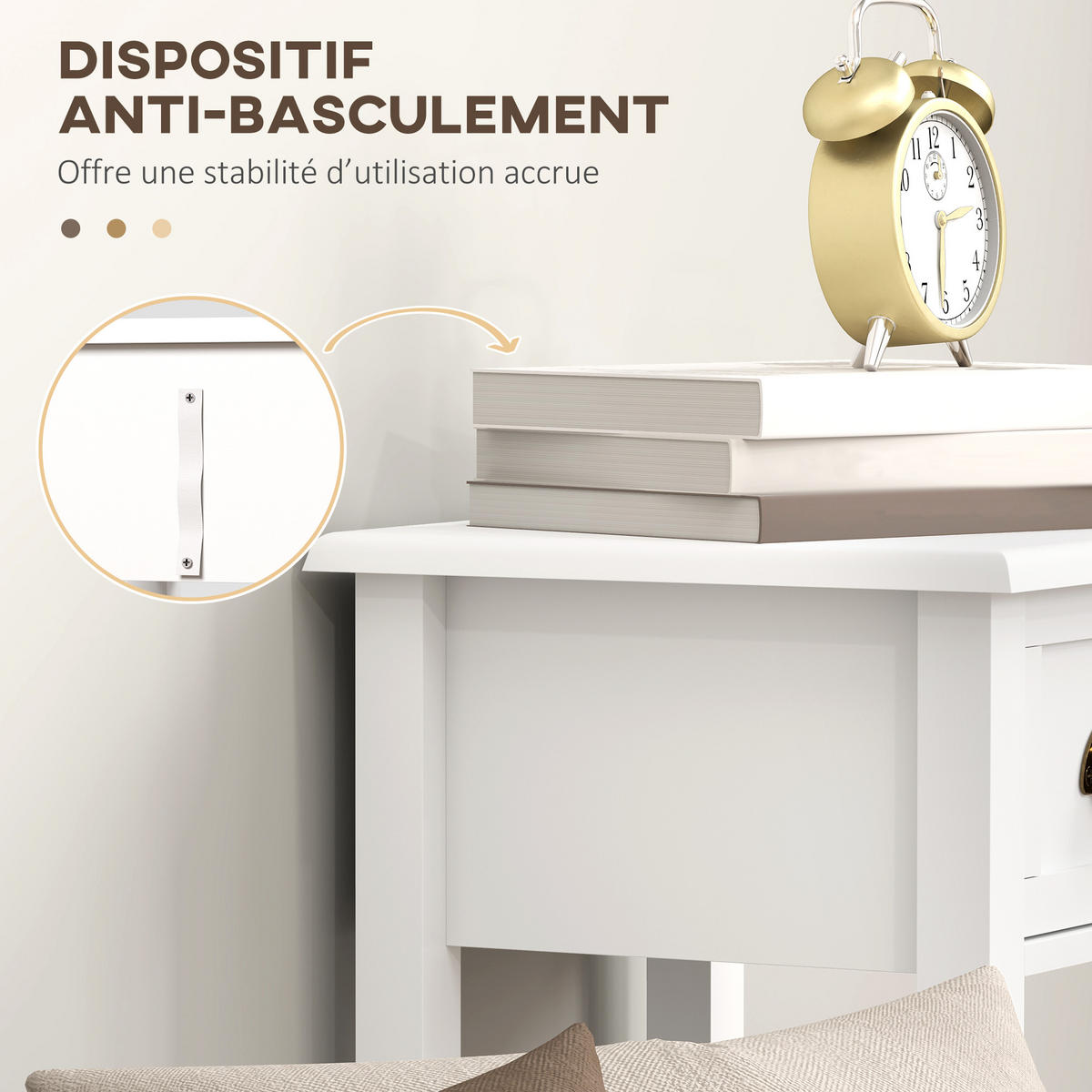 BEISTELLTISCH DE-15838 2er-Set mit Schublade Weiß - Weiß, Holzwerkstoff (30/30/75cm) - ComfortXL