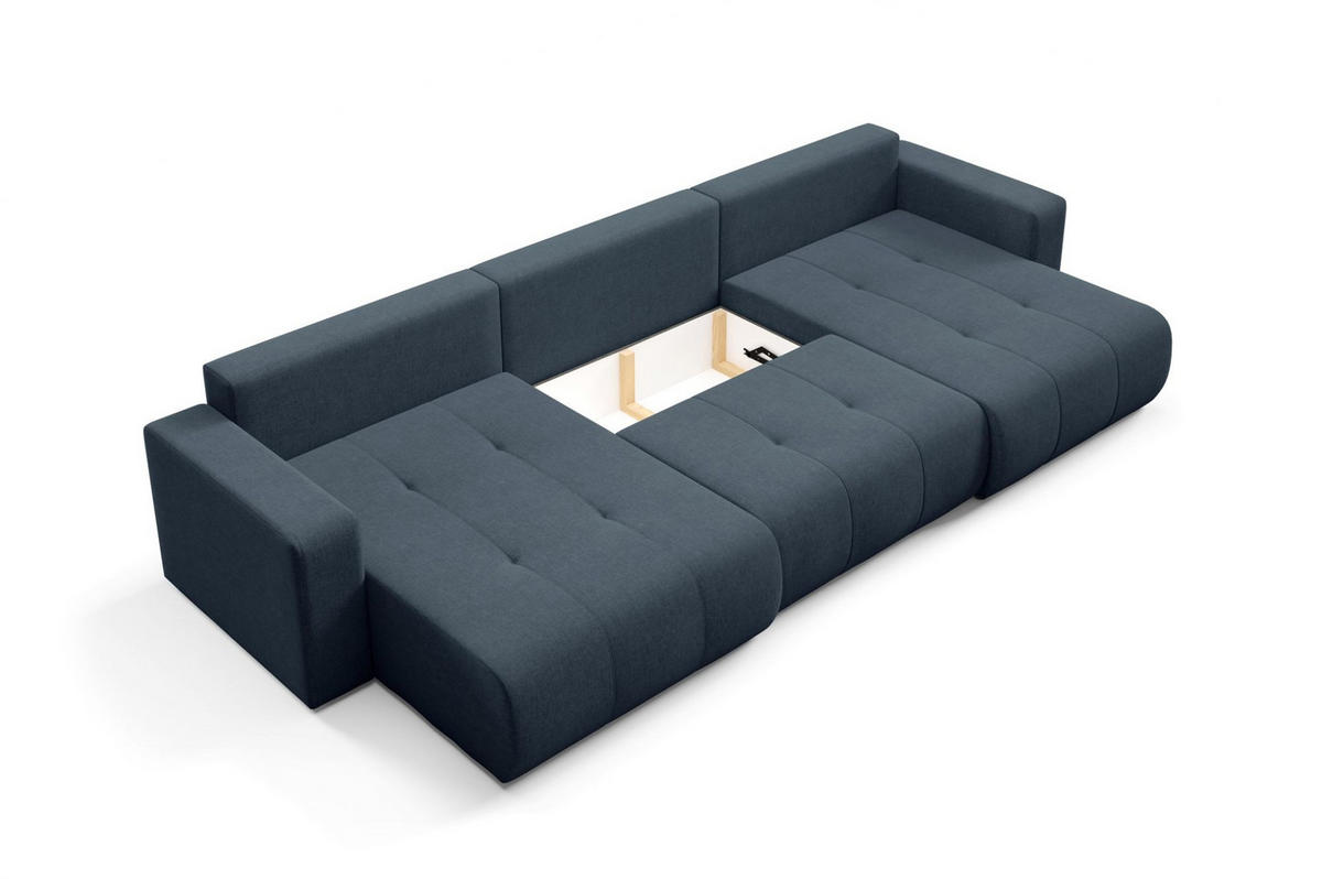 WOHNLANDSCHAFT Augusto - Blau, Holzwerkstoff/Textil (344/82/149cm) - Fun Möbel