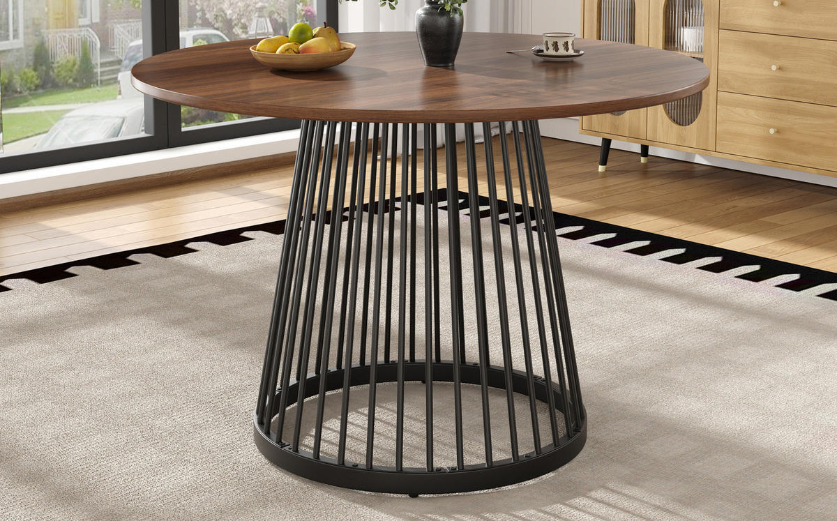 ESSTISCH 80/80/76 cm schwarz walnussfarben mit verstellbaren Füßen aus MDF Metall - Braun, Holzwerkstoff (80/80/76cm) - OKWISH