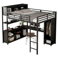 HOCHBETT 140x200 cm Schreibtisch Schrank schwarz - Schwarz, Metall (140/200cm) - LEBENLANG