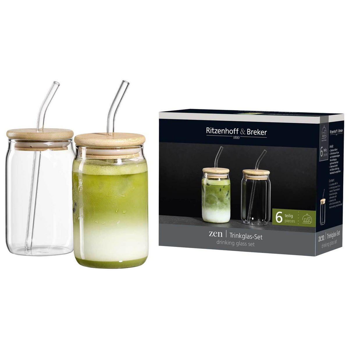 TRINKGLÄSER-SET Zen transparent 400 ml 2er Set - Transparent, Glas/Holz (0.4L) - Ritzenhoff Breker