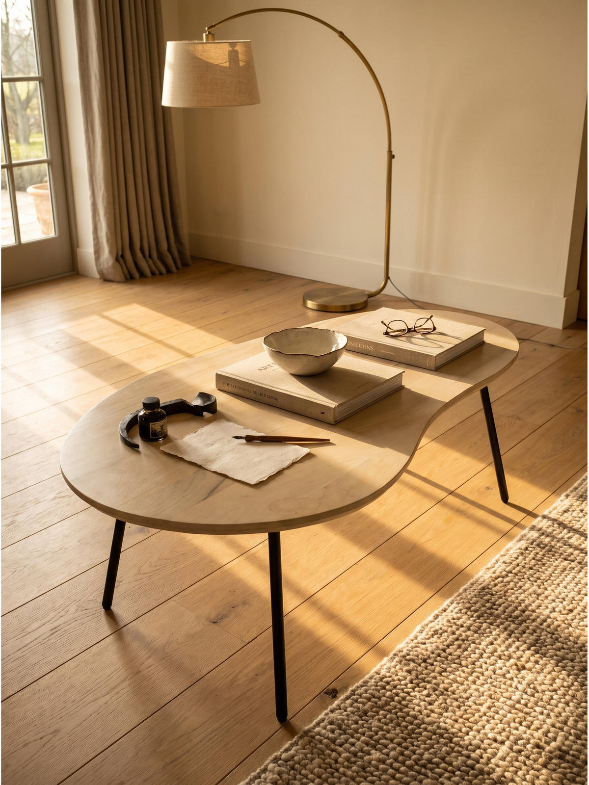 SOFATISCH CALABRIA, Mango Massivholz, in Nierenform, Weiß-Mango, 122 x 63 x 36 cm - Schwarz/Weiß, Holz/Metall (63/122/36cm) - KADIMA DESIGN