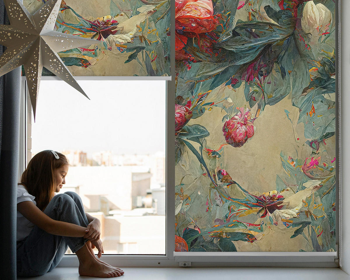 VNÚTORNÁ roleta - okenná roleta - roleta - 100x140 cm - Lúka - hnedá, plast (100/140/0.5cm) - TULUP