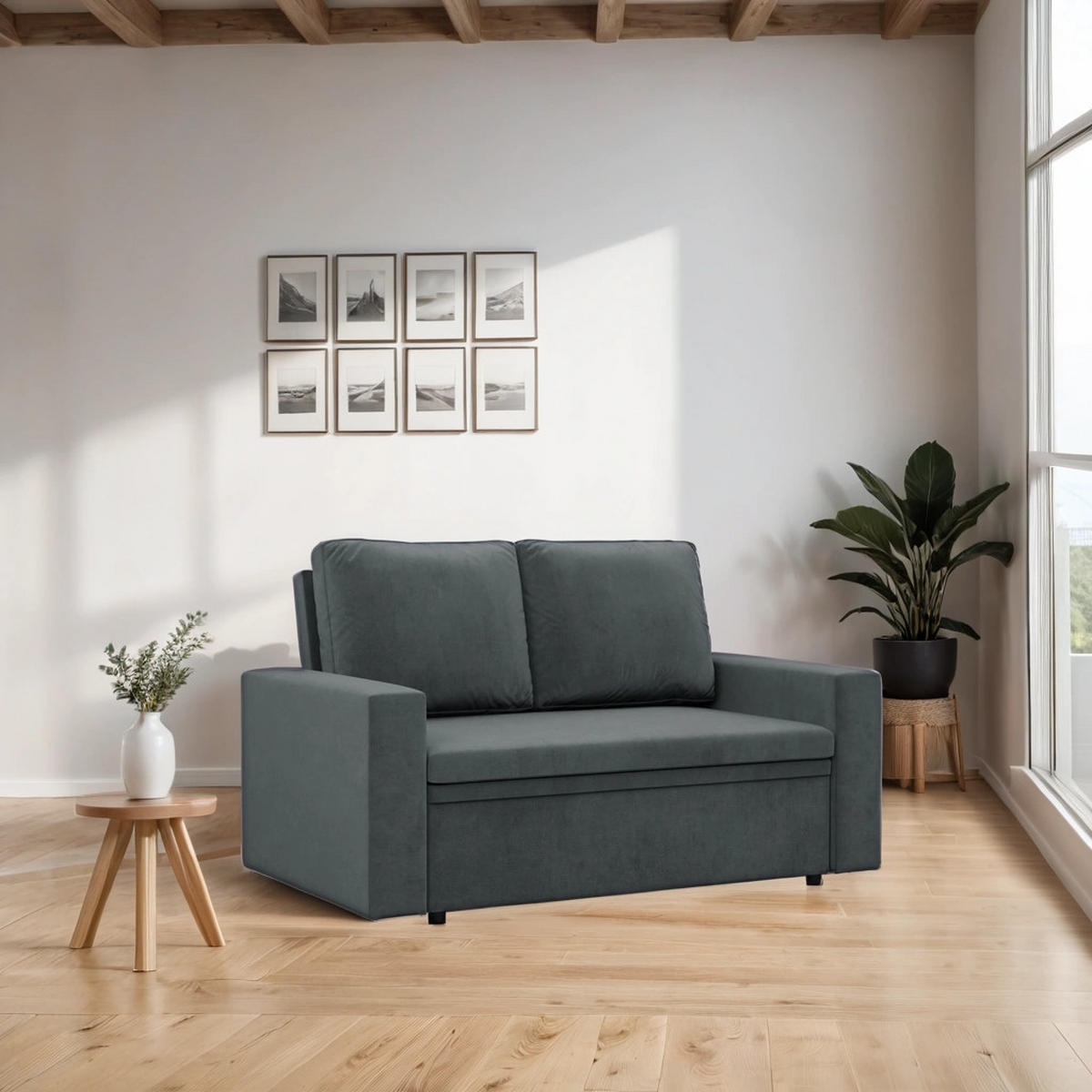 SOFA Neo mit gerader Armlehnen dunkelgrau - Dunkelgrau, Textil (148/90/87cm) - SIMKAM Furniture