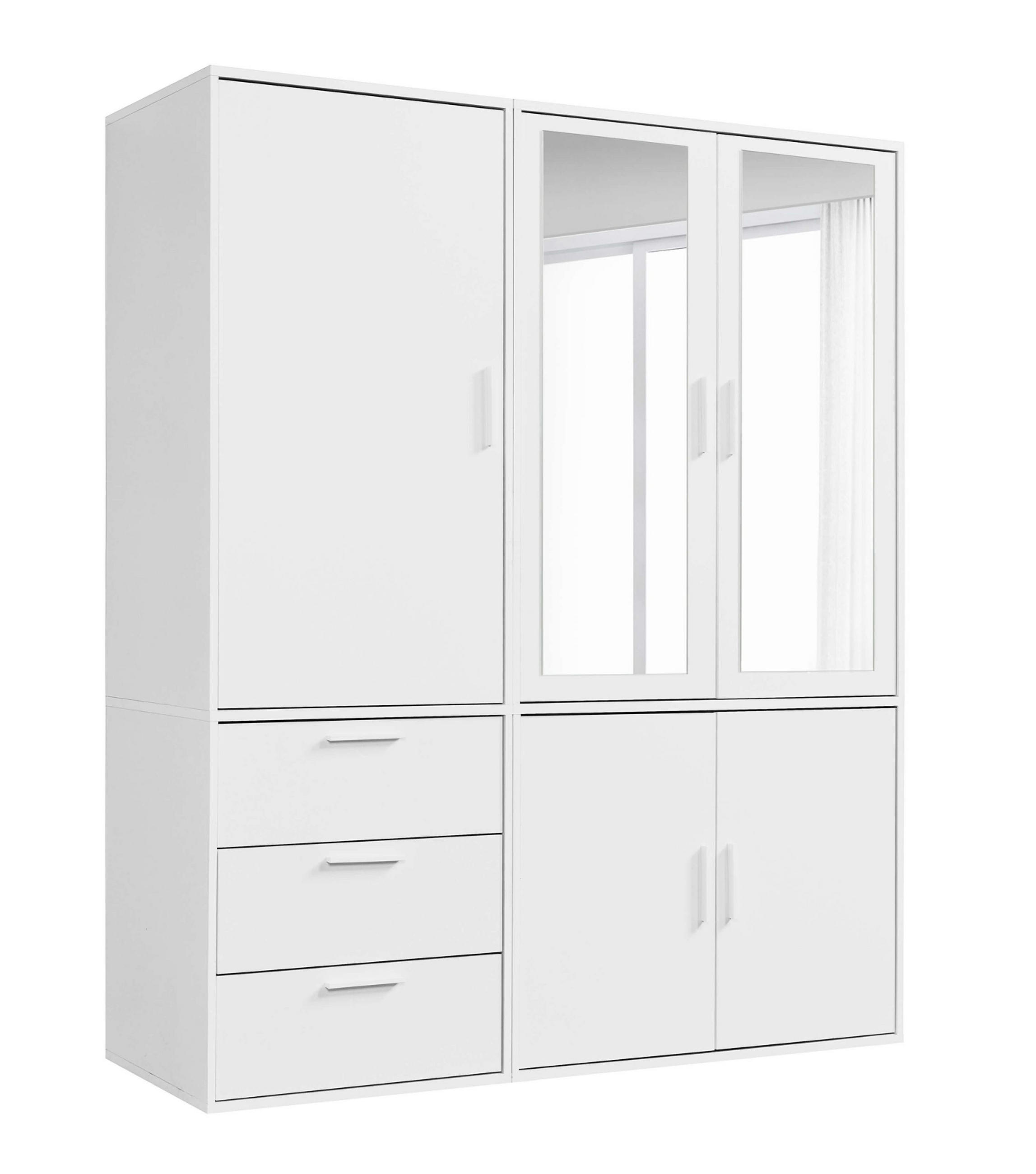 KLEIDERSCHRANK mit Spiegel Der Grenzenlose - Weiß, Holzwerkstoff (150/187/58cm) - Mokebo