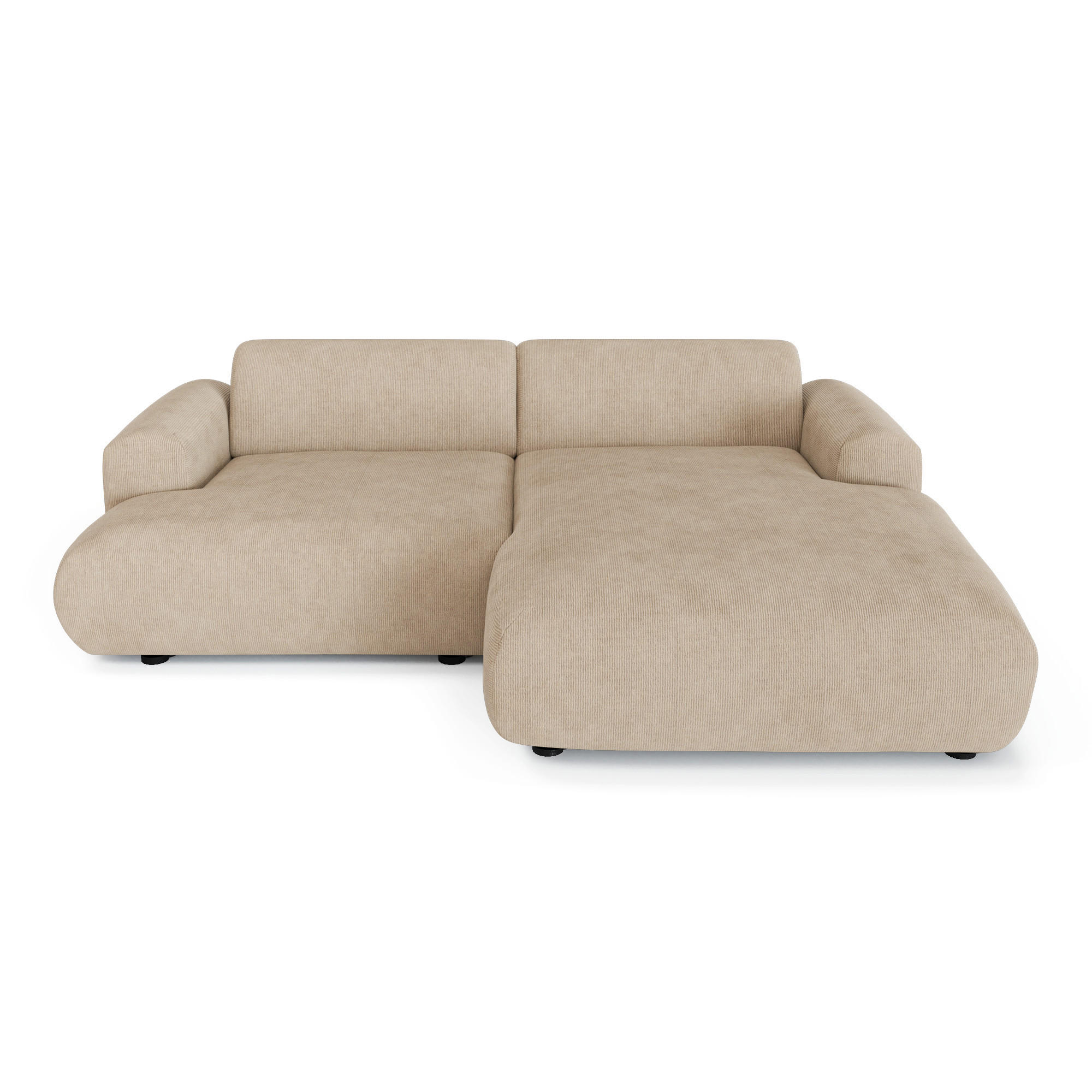 ECKSOFA RECHTS Gerippter Samt Beige 266cm - Beige, Textil (266/165cm) - Sia Home