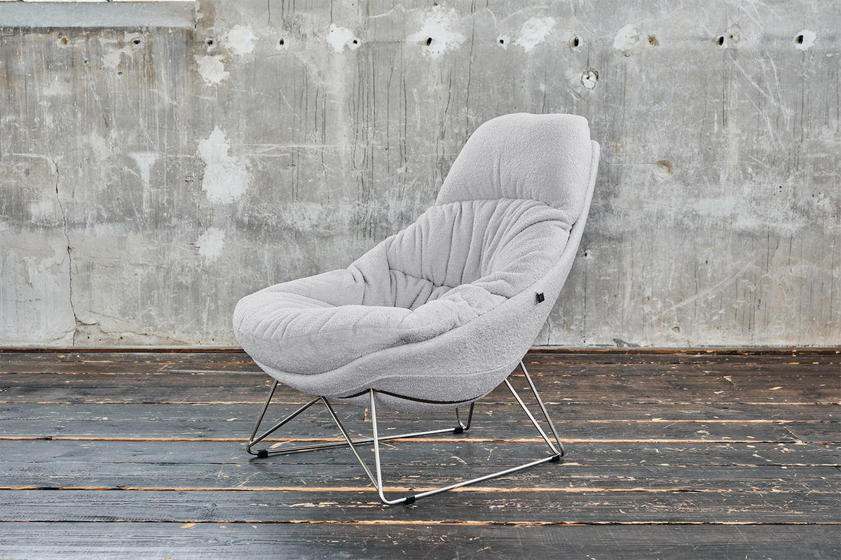RELAXSESSEL AVON Grau Webstoff - Silberfarben/Grau, Textil/Metall (78/93/105cm) - KAWOLA