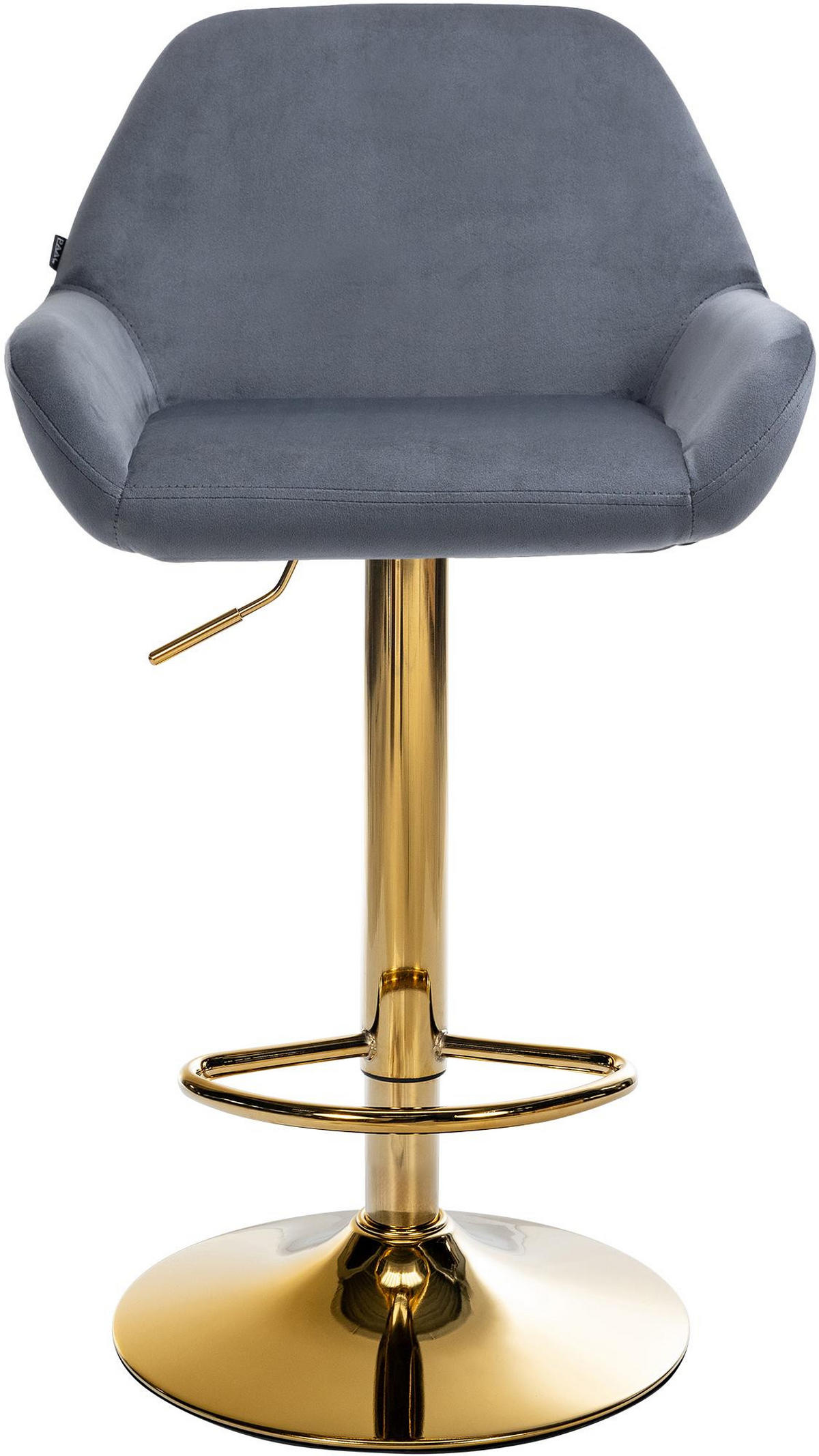 BARHOCKER Samt dunkelgrau - Dunkelgrau/Goldfarben, Textil/Metall (51/89/52cm) - CLP