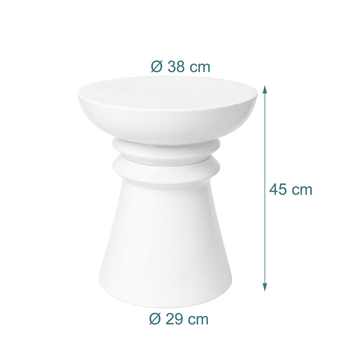STRANSKI tabel - bela, kovina (38/38/45cm) - Relaxdays
