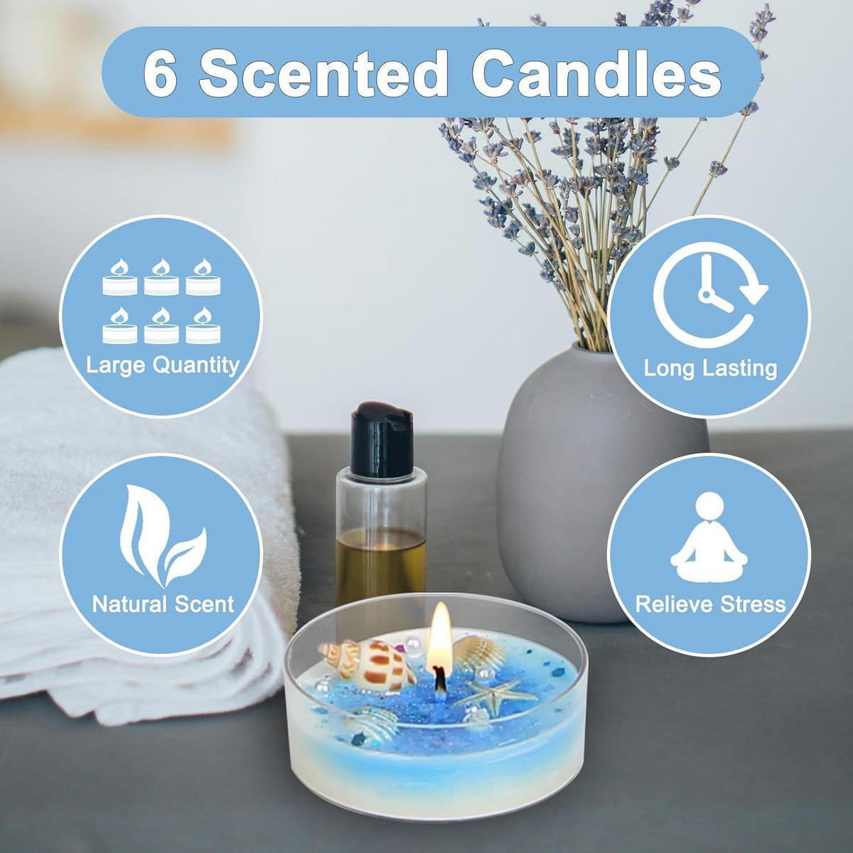 DUFTKERZEN 6-teiliges Set Sojawachs Aromatherapie Geschenkset - Multicolor, Paraffin (2.8cm)