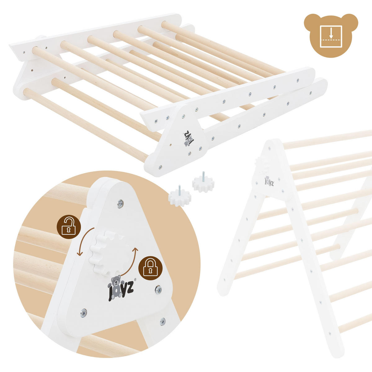 KLETTERBOGEN mit RUTSCHBRETT - Weiß, Holz (72/60/94cm) - Joyz