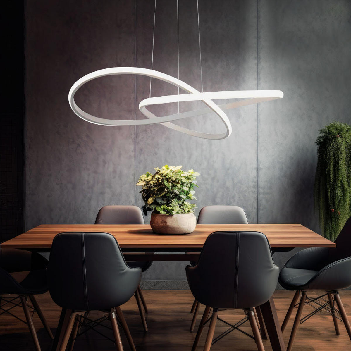 LED HÄNGELEUCHTE Alu Weiß geschwungen - Weiß, Metall (50/50/100cm)