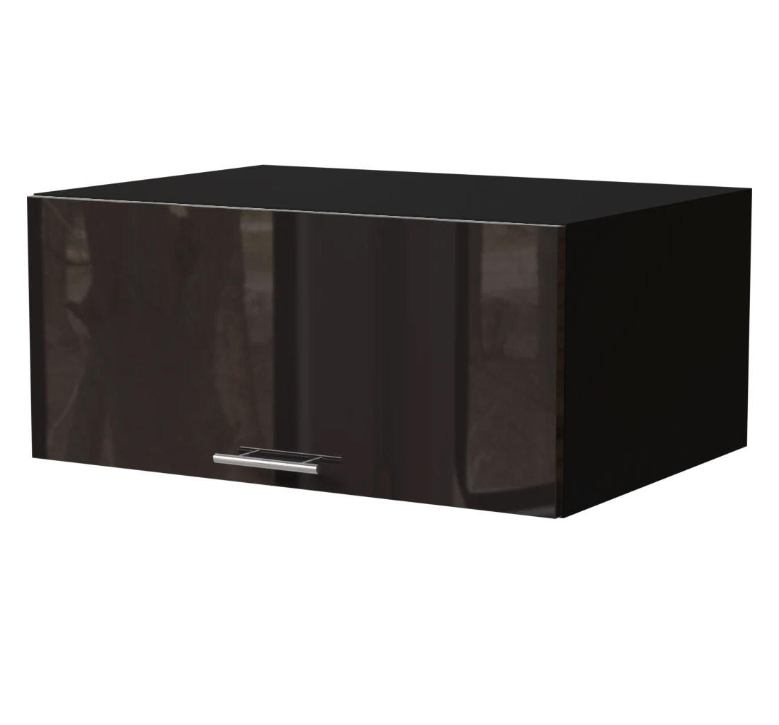 AUFSATZSCHRANK Essen W6B/80 Schwarz Hochglanz / Schwarz Matt 80 / 59 / 36cm - Schwarz Hochglanz/Schwarz, Holz/Holzwerkstoff (80/36/59cm) - Feldmann-Wohnen