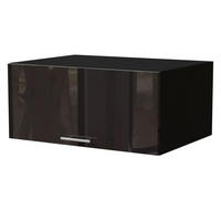 AUFSATZSCHRANK Essen W6B/80 Schwarz Hochglanz / Schwarz Matt 80 / 59 / 36cm - Schwarz Hochglanz/Schwarz, Holz/Holzwerkstoff (80/36/59cm) - Feldmann-Wohnen