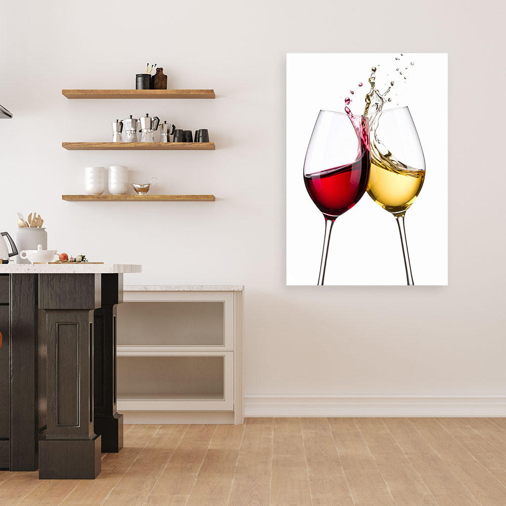 LEINWANDBILD Weißer und roter Wein 60x90cm - Multicolor, Textil (60/90cm) - Feeby