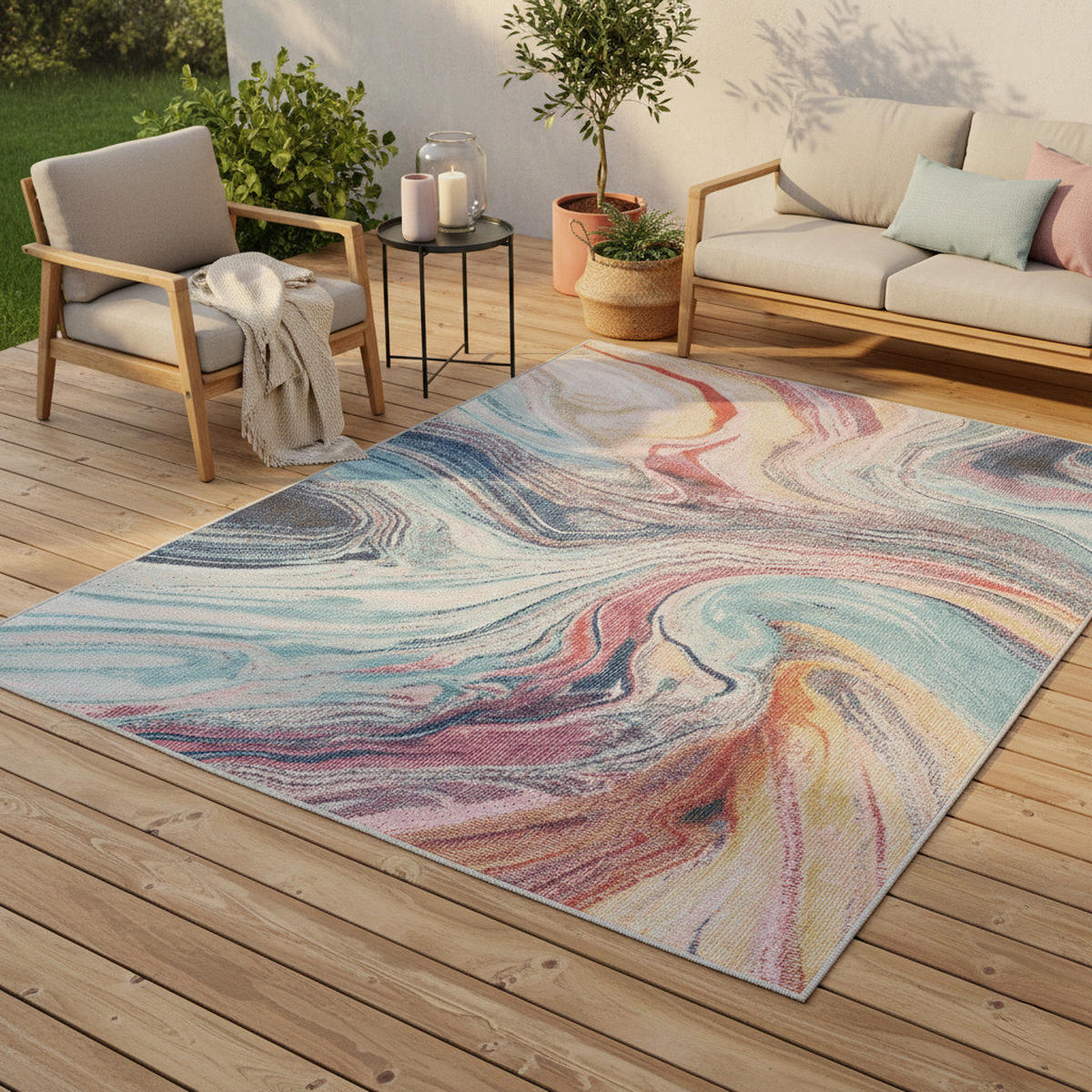 INDOOR OUTDOOR TEPPICH LAGOS VINTAGE - Multicolor, Textil (140/200cm) - Pergamon