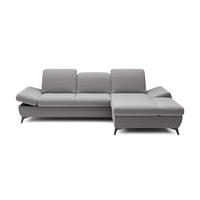 ECKSOFA FELICE R-S Hellgrau Geflochtener Stoff mit Schlaffunktion - Hellgrau, Holz (284/166cm) - MASSENO