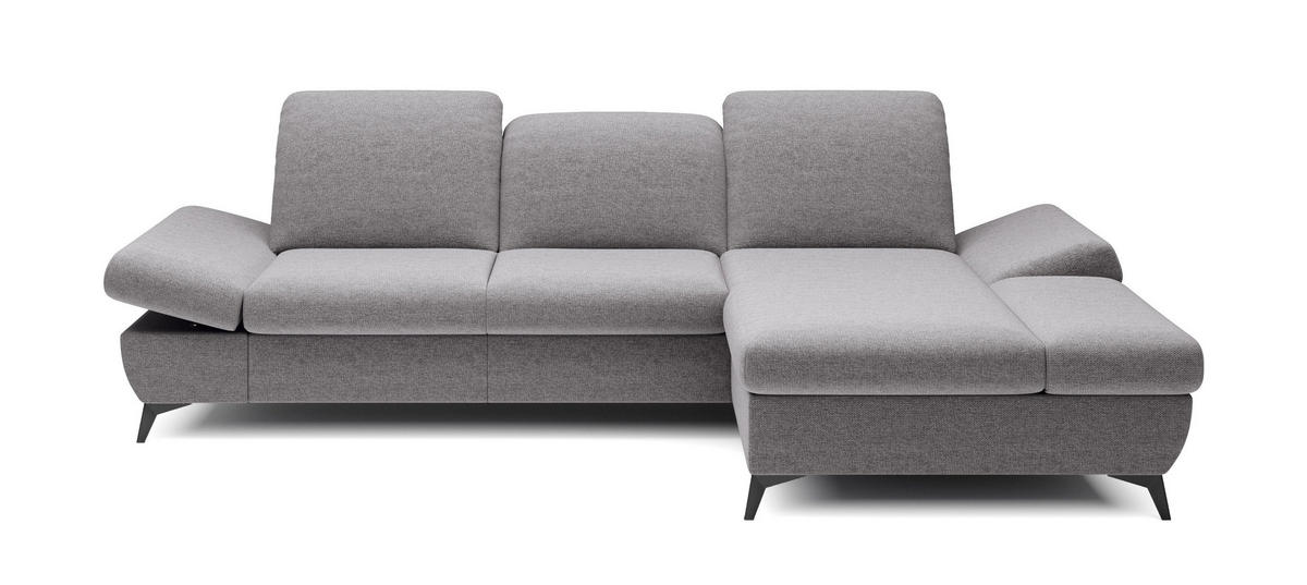 ECKSOFA FELICE R-S Hellgrau Geflochtener Stoff mit Schlaffunktion - Hellgrau, Holz (284/166cm) - MASSENO