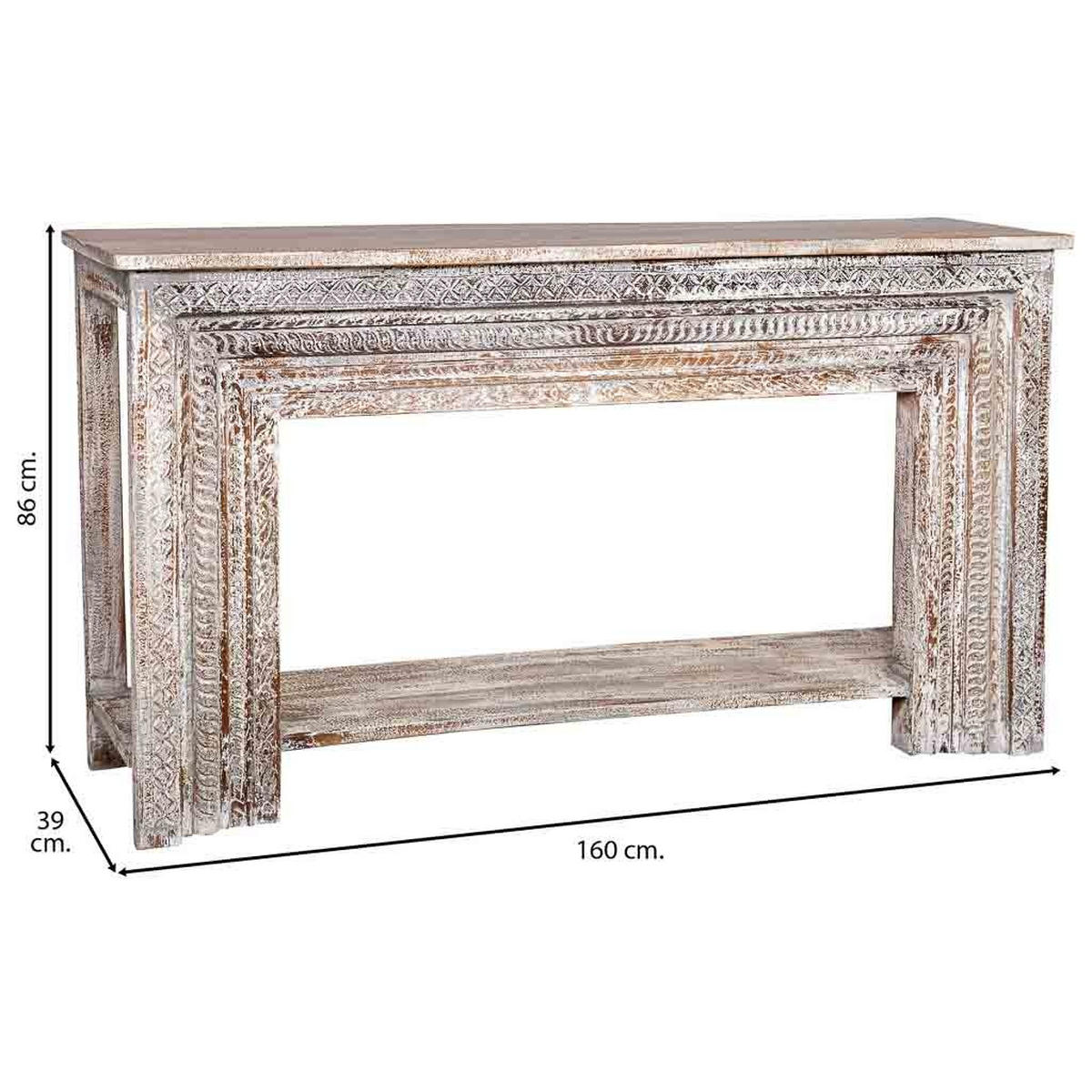 KONSOLE aus Holz 160x39x86 cm - Weiß, Holz (39/160/86cm) - Wanderlust