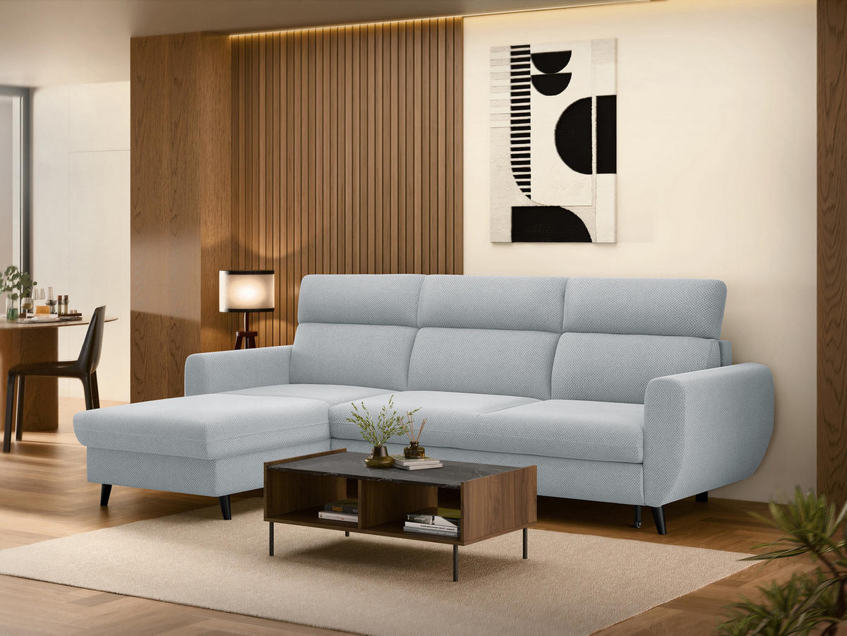 ECKSOFA Torro Mini, Seite: Links - Hellgrau, Holz/Textil (258/168cm) - MIRJAN24