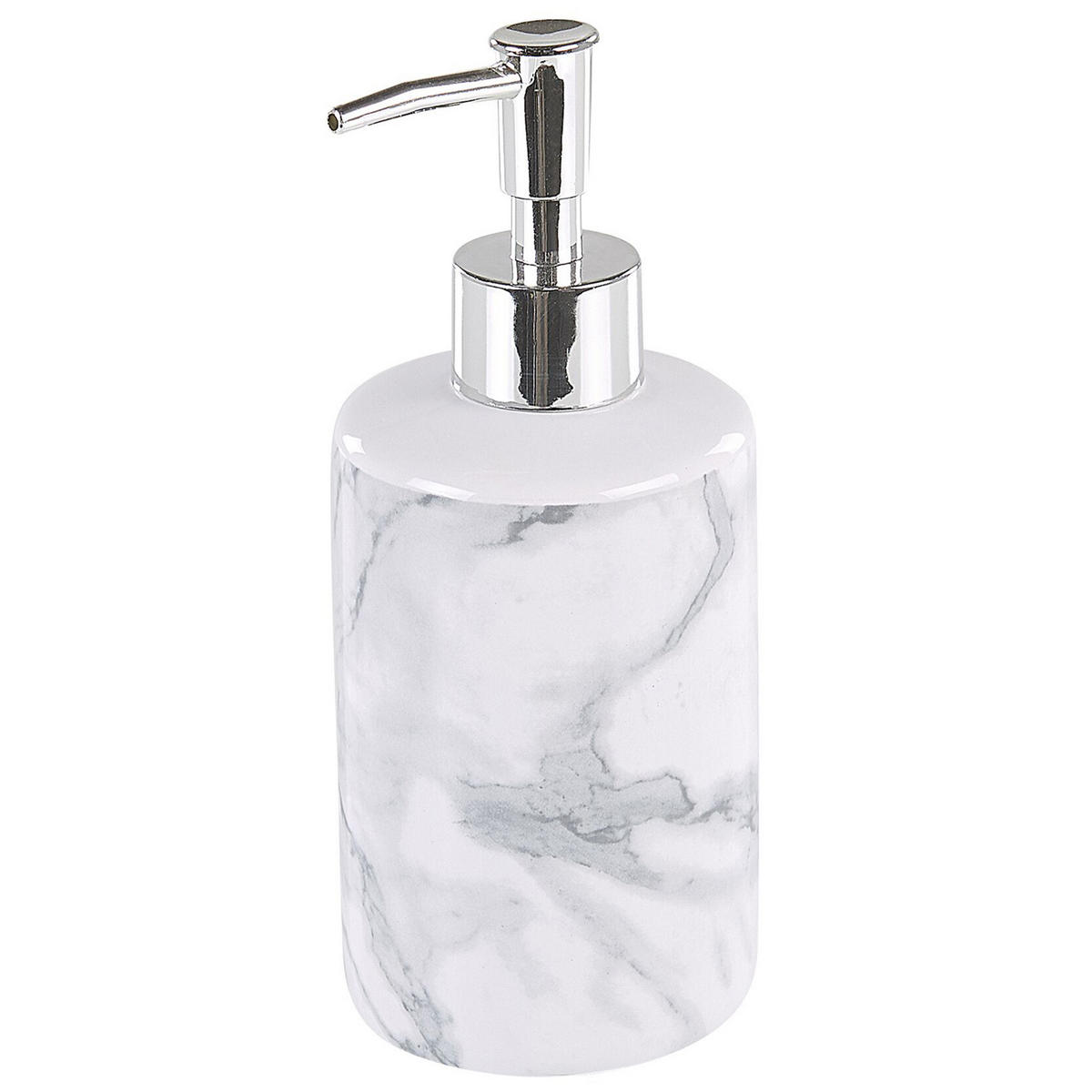 BADEZIMMER Set 4-teilig Keramik Marmoroptik Arauco - Weiß, Keramik (12/35/12cm) - Beliani