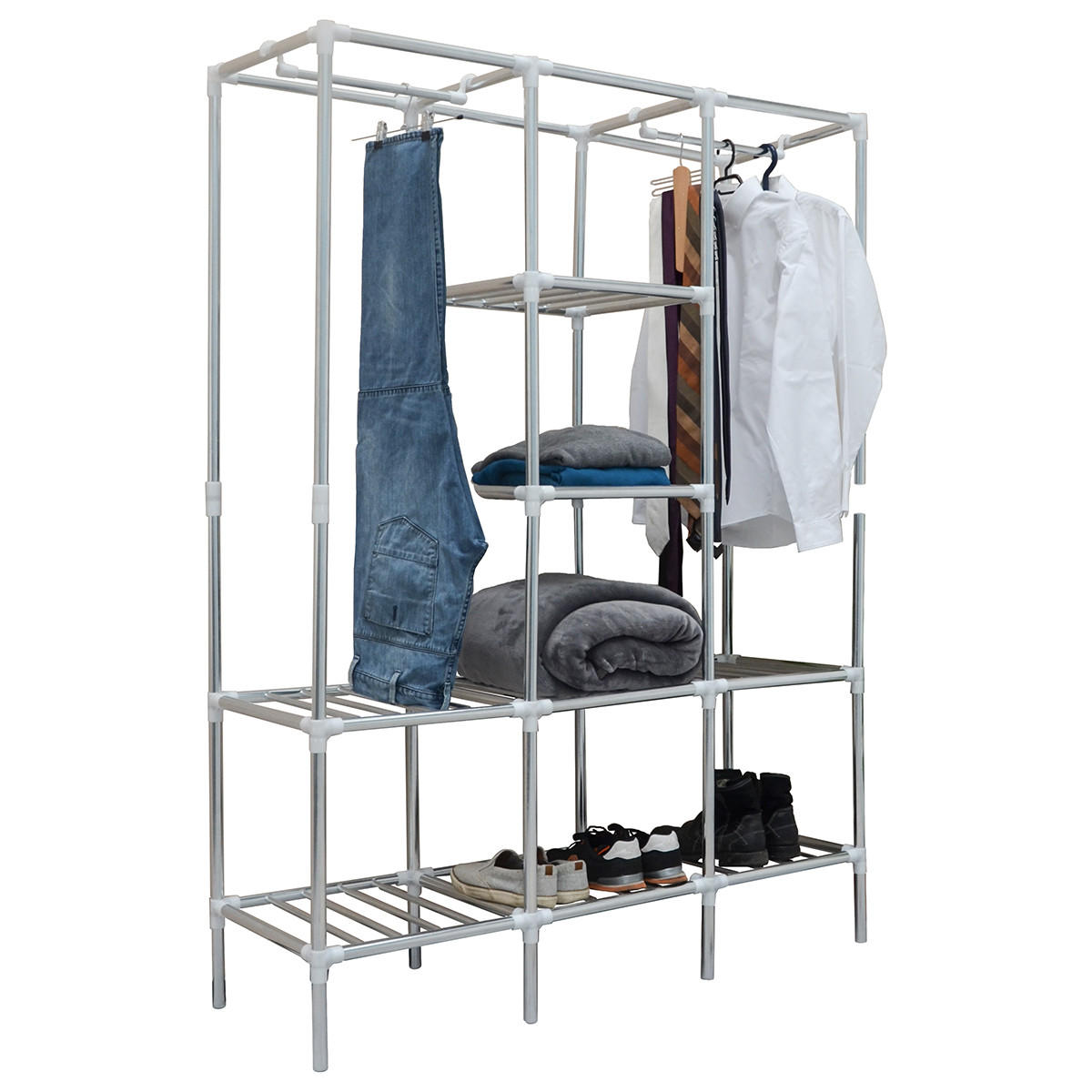 XXL-KLEIDERSCHRANK 178x128x44,5 cm - Silberfarben, Metall (44.5/178/128cm) - eyepower