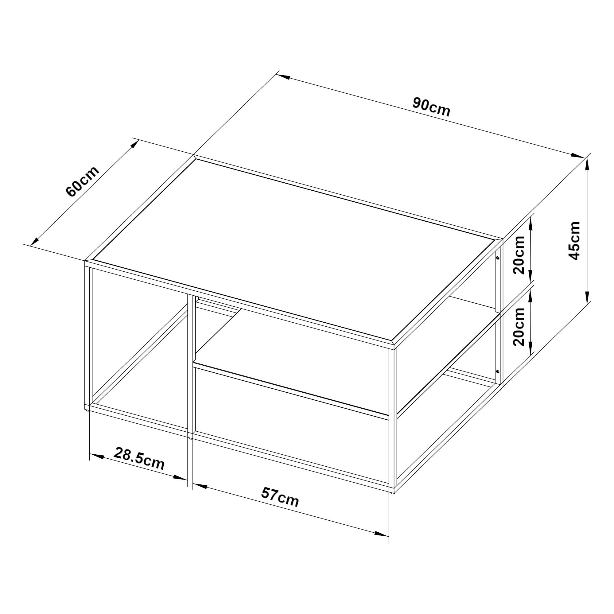 Thumbnail - [en.casa] Couchtisch, Weiß, Metall, Rechteckig, 90x45x60 cm, Wohnzimmer, Wohnzimmertische, Couchtische