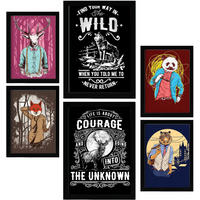 POSTER Set Mit 6 Wild In Rustikale Zitate A3 & A4 Weißer Rahmen - Weiß, Papier (29/3cm) - Nacnic