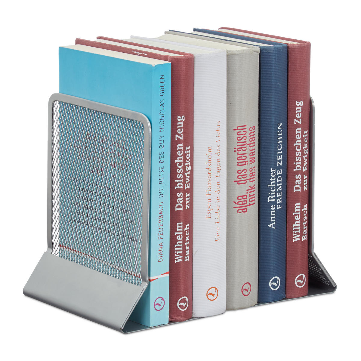 2XPODPORA kníh - strieborná, kov (10.5/16.5/13.2cm) - Relaxdays