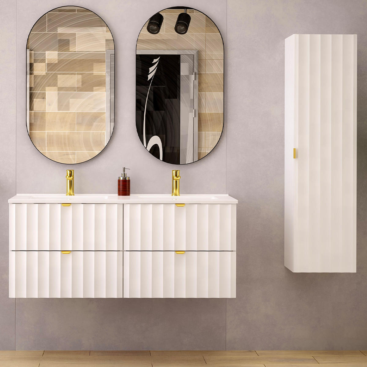 BADMÖBEL Lexa 2er-Set Weiß - Weiß, Holzwerkstoff (120/50/45.8cm) - Petits-meubles