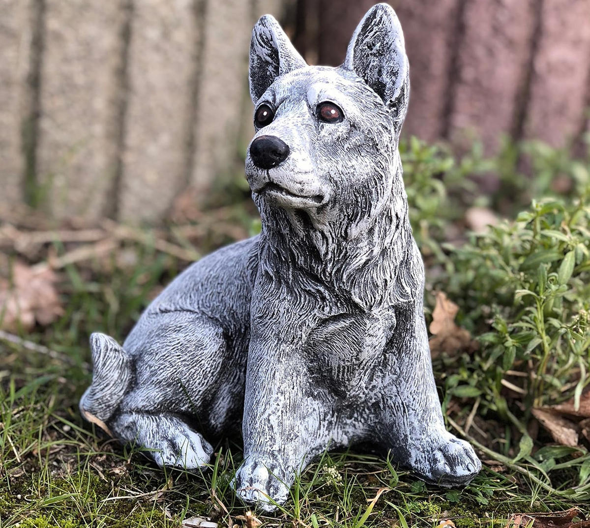 STEINFIGUR Schäferhund frostfest wetterfest massiver Steinguss - Grau, Stein (17/19/13cm) - stoneandstyle