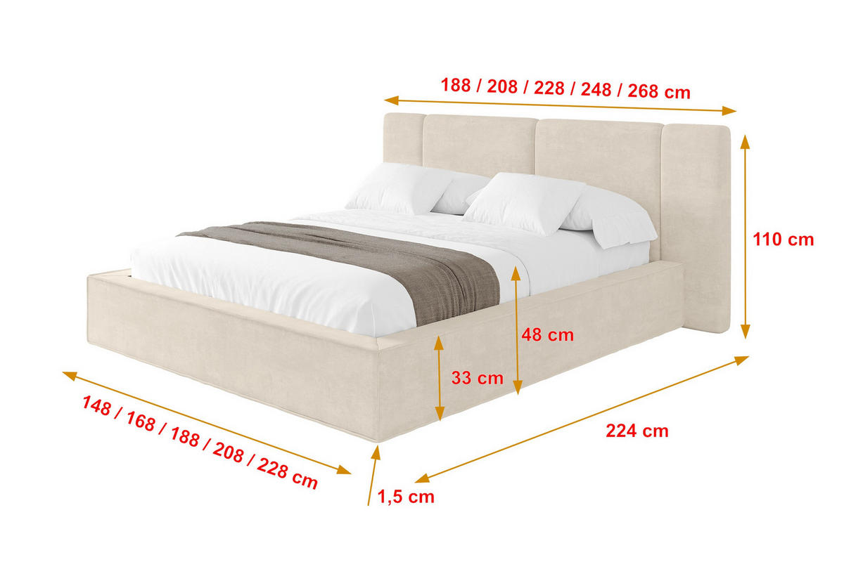 POLSTERBETT mit Bettkasten und Lattenrost, Bett mit Matratze H3/H4 - RIVO 120x200 Beige - Beige, Holzwerkstoff/Textil (120/200cm) - ALTDECOR