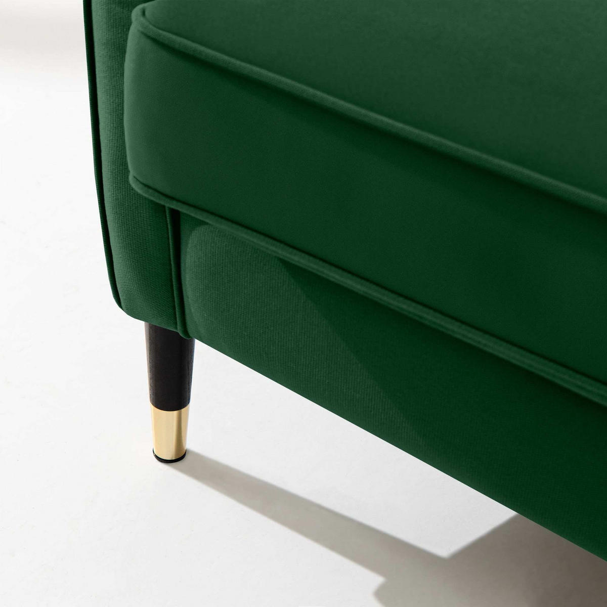 3-SITZER-SOFA NOMUS 3-Sitzer Velours, gesteppt, Dunkelgrün - Wengefarben/Dunkelgrün, Holz/Holzwerkstoff (192/78/80cm) - KONSIMO®