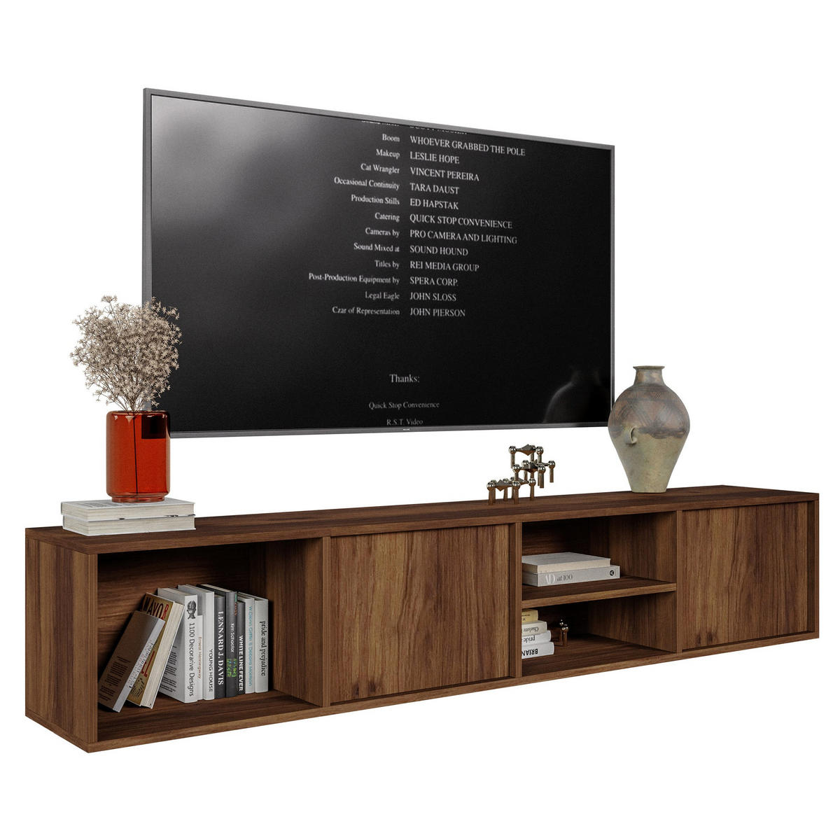 TV-HÄNGEBOARD Sanva WARMIA WALNUSS 200 CM - Dunkelbraun, Holzwerkstoff (200/40/35cm) - Selsey