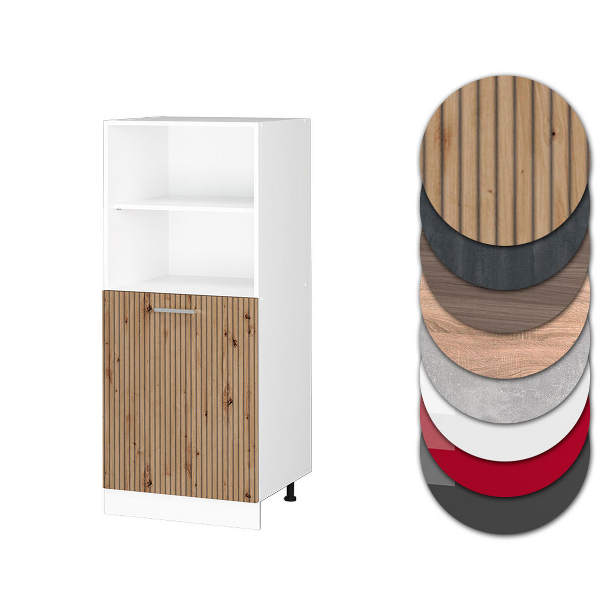 SKŘÍŇKA NA VESTAVĚNOU TROUBU R-Line Řemeslný dub - bílá/dub artisan, kompozitní dřevo (60/143/57cm) - Vicco