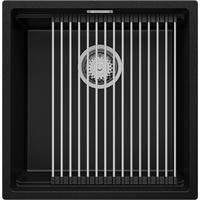 UNTERBAUSPÜLE GRANIT Praga, 2-er set Schwarz 46/47 cm 1 Becken + Ablauf-Set + Aufrollbare Abtropffläche ab 50er Unterschrank - Chromfarben/Schwarz, Kunststoff (46/20/47cm) - Primagran