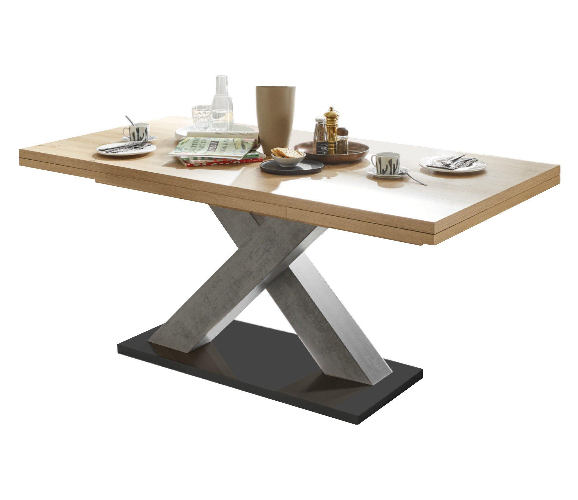 ESSTISCH ausziehbar Elene 160x90x76 Graphit/Asteiche - Eiche Artisan, Holzwerkstoff (160/90/76cm) - 58aufmkessel