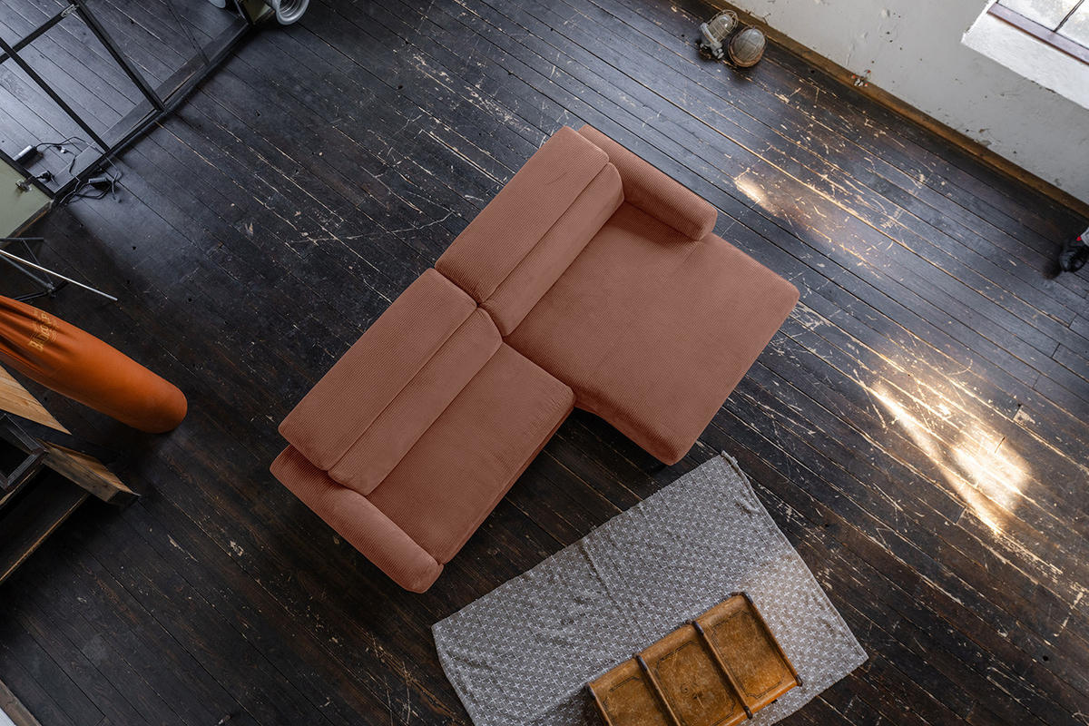 ECKSOFA LAISKA Braun Cord - Dunkelbraun/Schwarz, Textil/Metall (282/177cm) - KAWOLA
