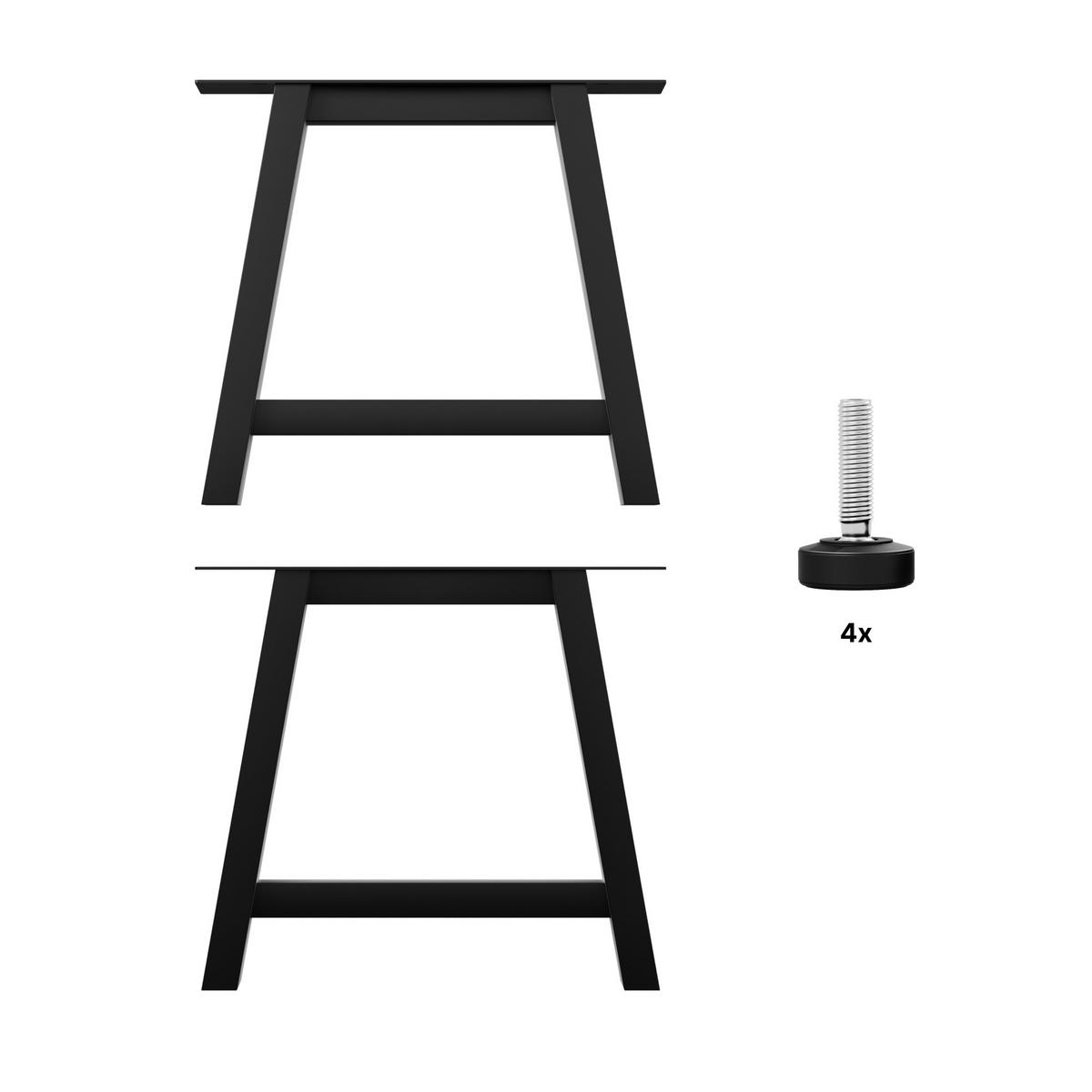 TISCHBEINE Thusia Lite A Extreme 2er-Set Schwarz 72cm - Schwarz, Metall (80/72/10cm) - Metalo Pro