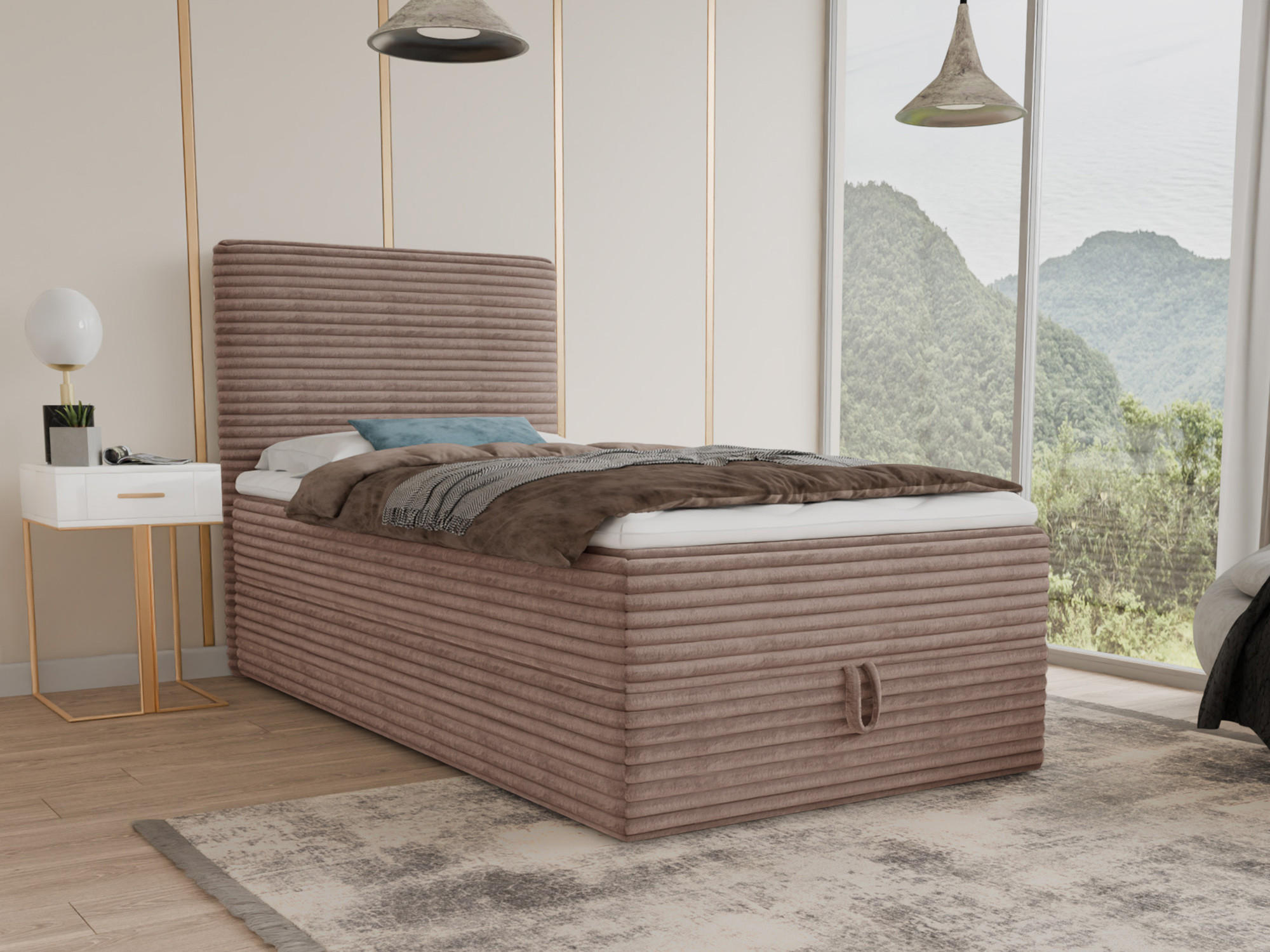 BOXBETT Mollo Mini - 120x200 - braun (Tilia 17, Cord) - Schwarz/Braun, Holz/Holzwerkstoff (120/200cm) - Sofnet