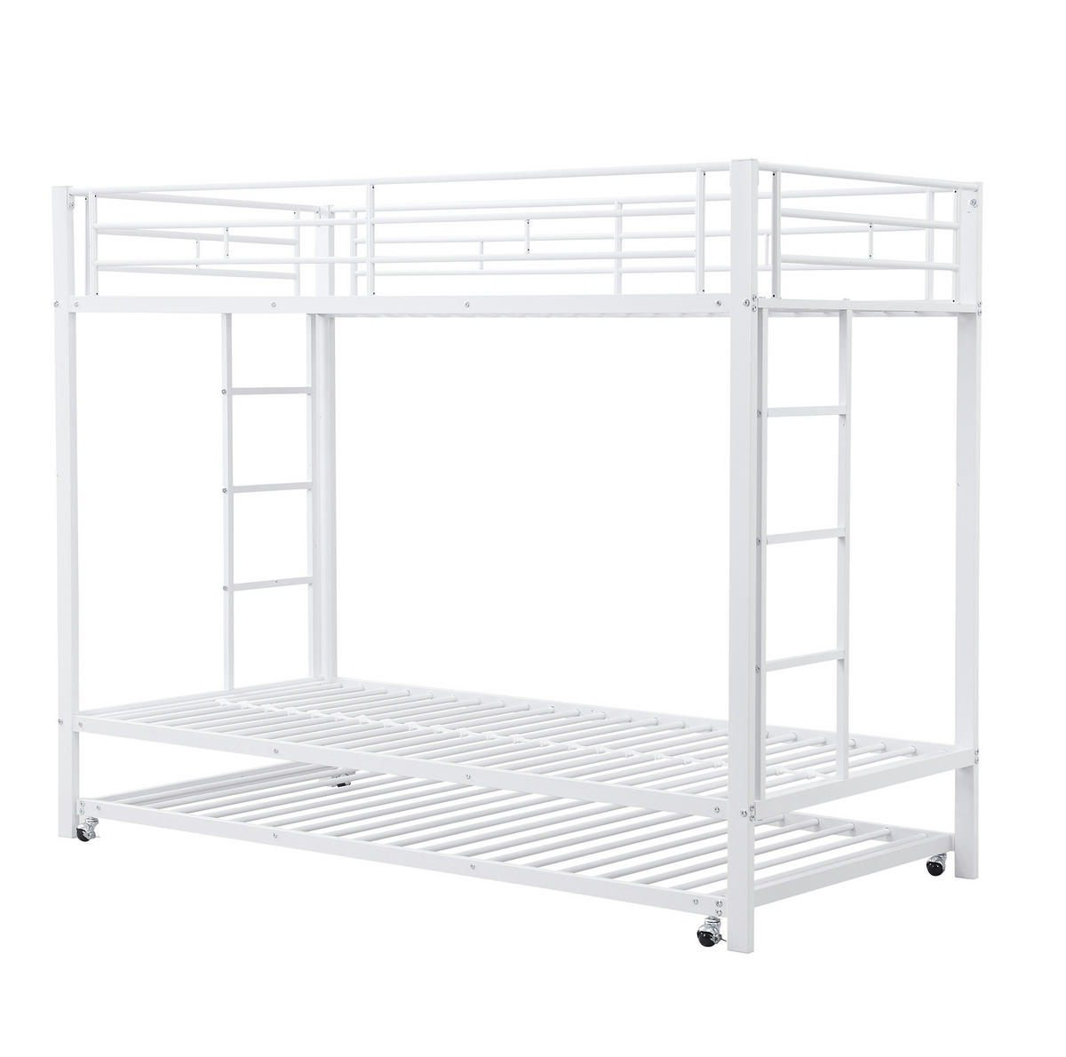 ETAGENBETT 90/200 cm aus Metall mit Ausziehbett in Weiß - Weiß, Metall (90/200cm) - BEAOK