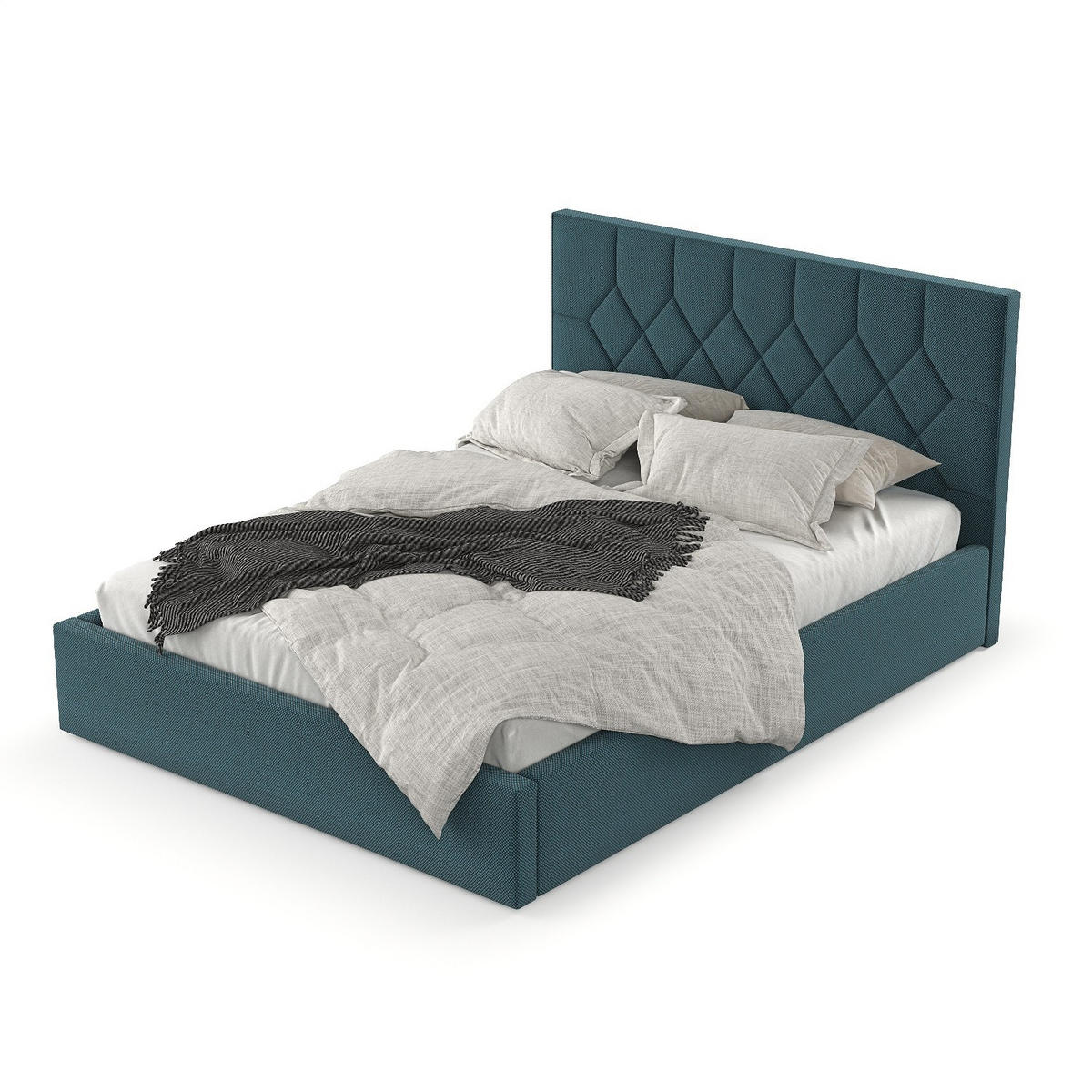 POLSTERBETT Brisa 140/200 cm Türkis im Inari Stoff - Türkis/Schwarz, Holz/Holzwerkstoff (140/200cm) - AltaBeds