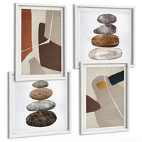 BILDER SET 4er Set - 50x50 cm & 40x60 cm Weißer Rahmen - Abstrakte Boho-Formen - Weiß, Kunststoff (50/50cm) - TULUP