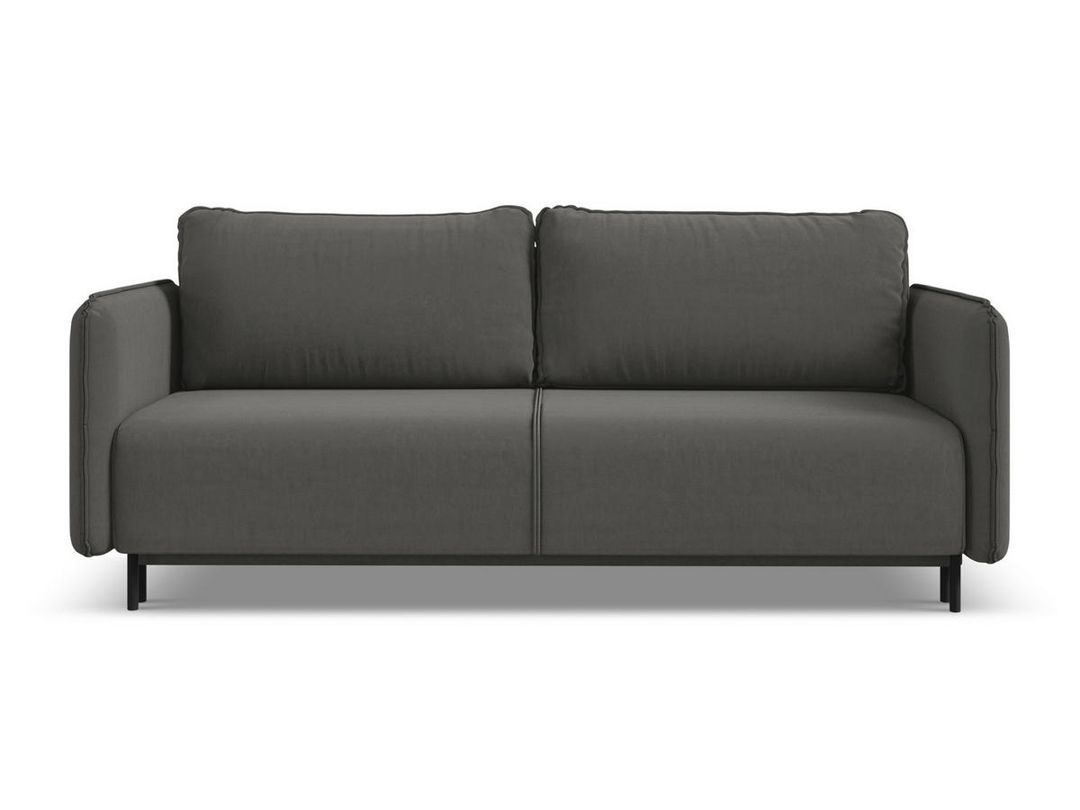 3-SITZER SOFA mit Schlaffunktion Samt Stoff Grau - Dunkelgrau/Schwarz, Holz/Textil (226/90/92cm) - Makamii