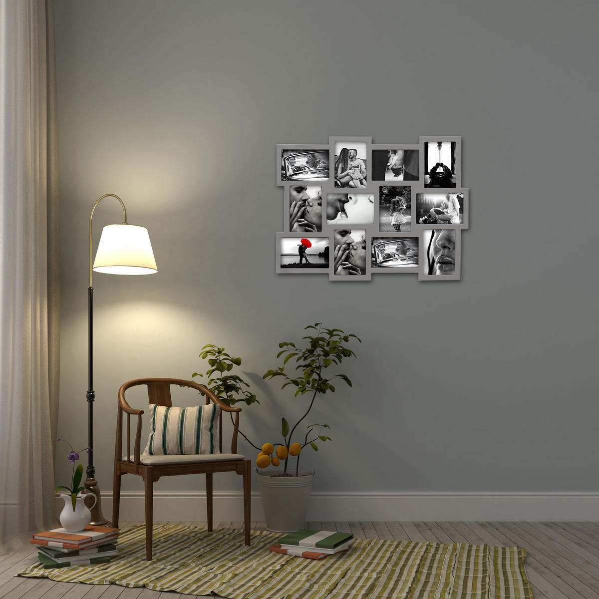 MULTIRAHMEN Grau 2/60/47 cm - Grau, Holzwerkstoff (2/47/60cm) - Mobili Rebecca