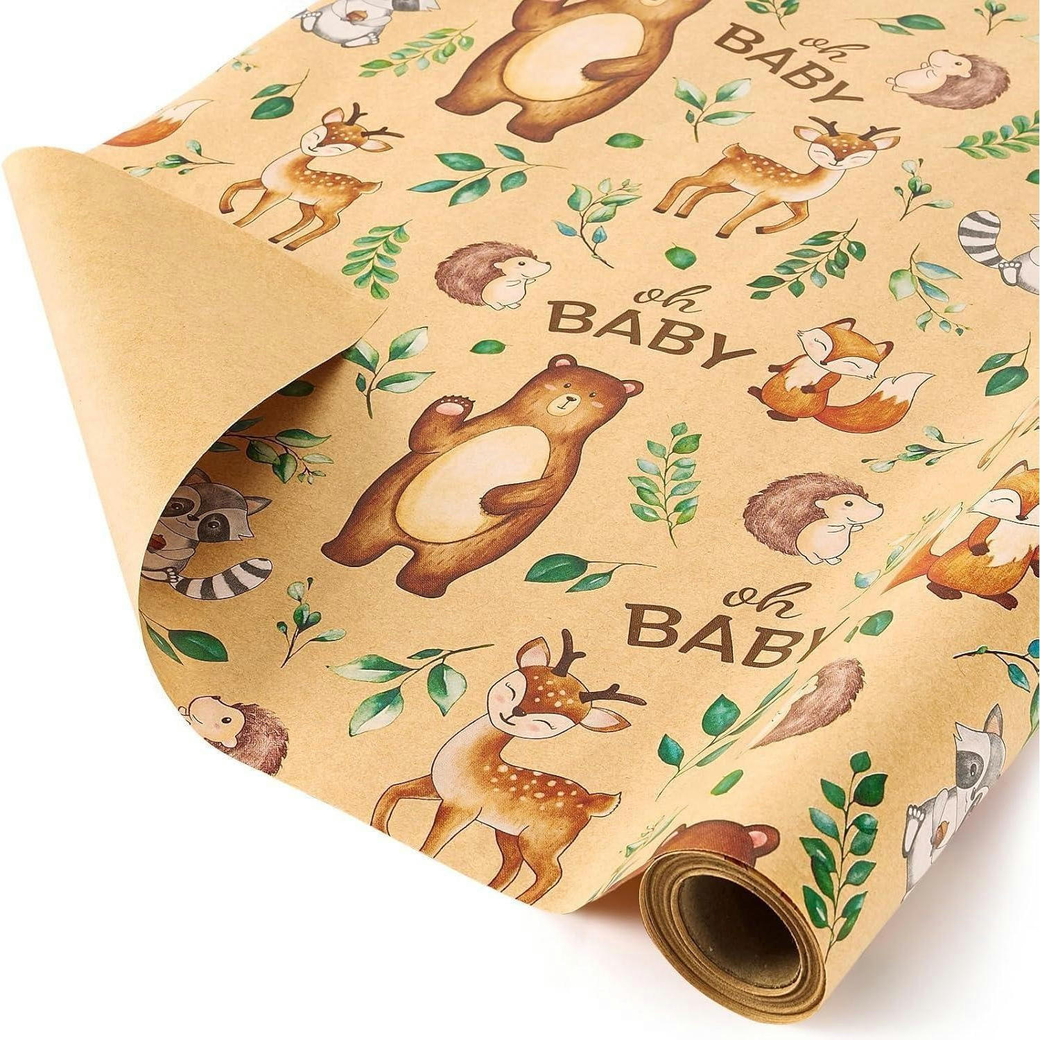 GESCHENKPAPIER 1 Rolle 43 cm x 10 m Waldtiere Wendbar - Multicolor, Papier (0.1/0.1/0.1cm)
